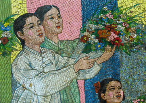 North Korean propaganda billboard, Pyongan Province, Pyongyang, North Korea