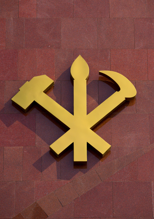 The workers' Party of Korea logo, Pyongan Province, Pyongyang, North Korea