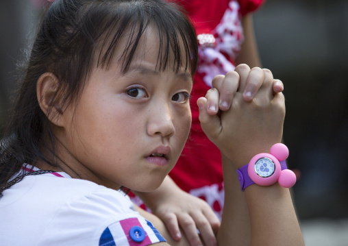 North Korean girl with a Mickey mouse watch, Pyongan Province, Pyongyang, North Korea