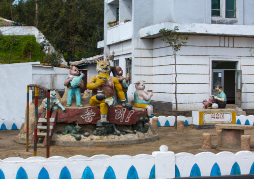 Animal statues in a children playground in a school, South Hamgyong Province, Hamhung, North Korea