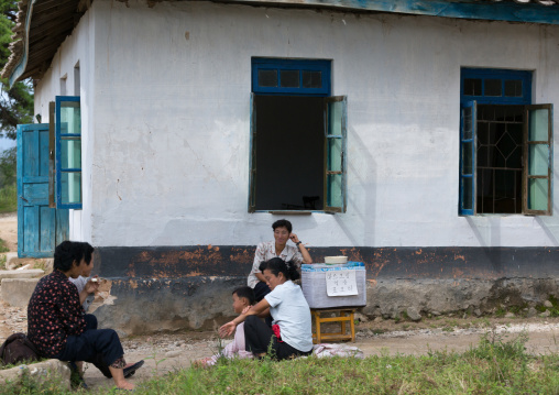 North Korean street vendor and people, South Hamgyong Province, Hamhung, North Korea