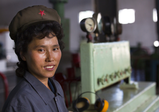 North Korean female worker at Hungnam nitrogen fertilizer plant, South Hamgyong Province, Hamhung, North Korea