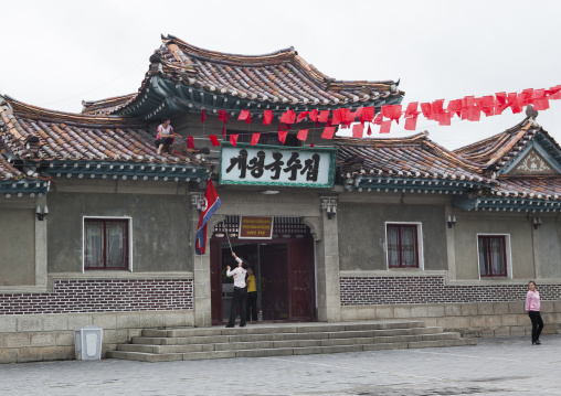 Restaurant exterior with a Korean design, North Hwanghae Province, Kaesong, North Korea