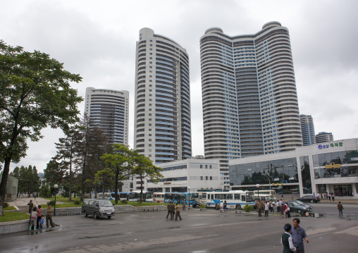 Modern apartment buildings in Changjon area, Pyongan Province, Pyongyang, North Korea