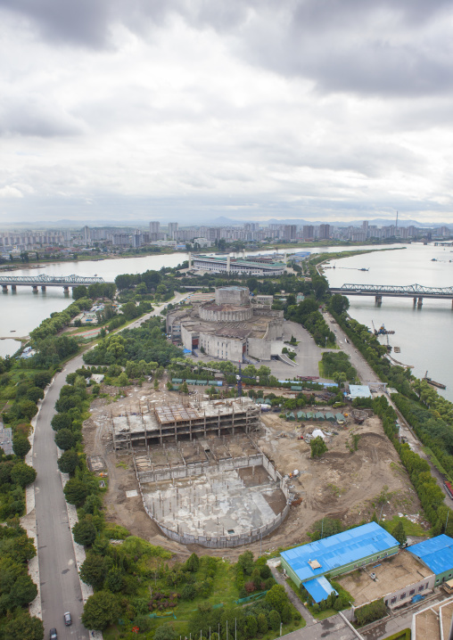 Construction site on yanggak island, Pyongan Province, Pyongyang, North Korea