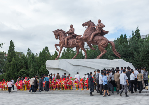 North Korean people paying respect to the Leaders in Mansudae art studio, Pyongan Province, Pyongyang, North Korea