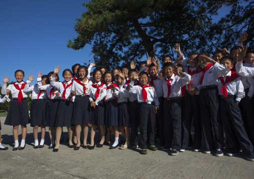North Korean pioneers in Songdowon international children's camp, Kangwon Province, Wonsan, North Korea