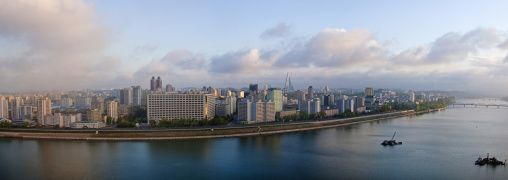 City skyline and Taedong river, Pyongan Province, Pyongyang, North Korea