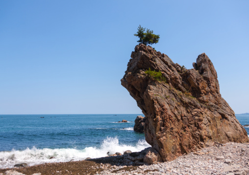 Rocky coastline on the east sea, North Hamgyong Province, Chilbo Sea, North Korea