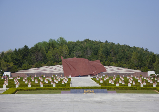 Giant stone flag of the Taesongsan revolutionary martyr's cemetery, Pyongan Province, Pyongyang, North Korea
