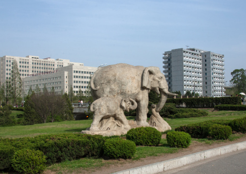Elephants statues in the city, Pyongan Province, Pyongyang, North Korea