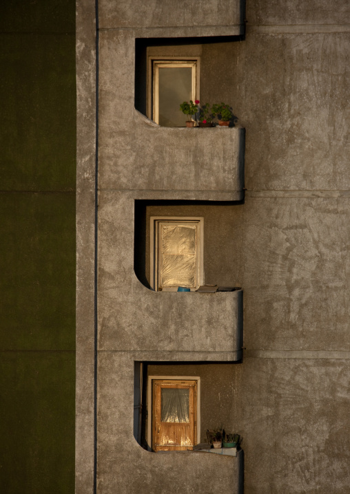 Balconies of an apartements building, Pyongan Province, Pyongyang, North Korea