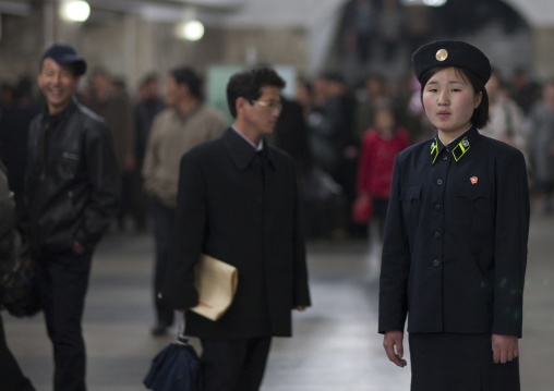 North Korean subway employee, Pyongan Province, Pyongyang, North Korea