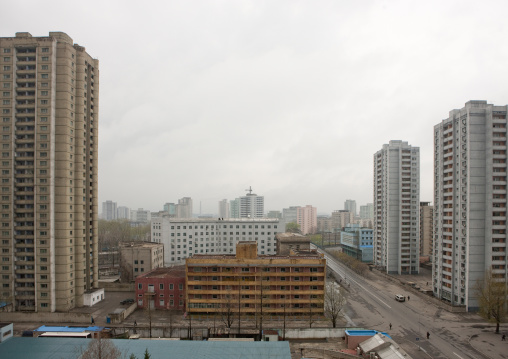 Dilapidated housing buildings in the city center, Pyongan Province, Pyongyang, North Korea