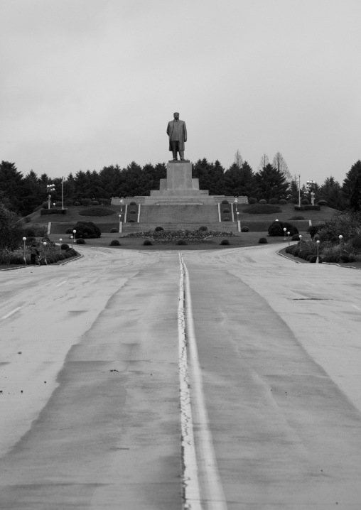 Kim il Sung statue at the end of a road, North Hwanghae Province, Kaesong, North Korea