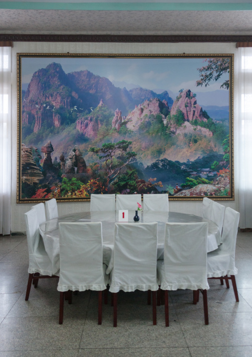 Empty restaurant, North Hwanghae Province, Kaesong, North Korea