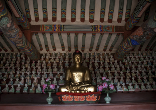 Buddha's students statues inside Anhwa buddhist temple, North Hwanghae Province, Kaesong, North Korea