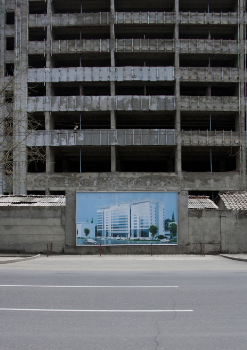 Billboard advertising construction, Pyongan Province, Pyongyang, North Korea
