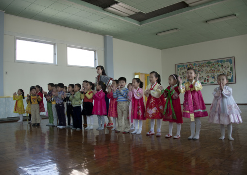 North Korean children in Kwangbok primary school, Pyongan Province, Pyongyang, North Korea