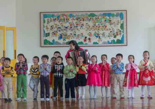 Noth Korean children in Kwangbok primary school, Pyongan Province, Pyongyang, North Korea