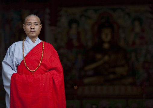 Bhuddist monk in Pohyon-sa Korean temple, Hyangsan county, Mount Myohyang, North Korea