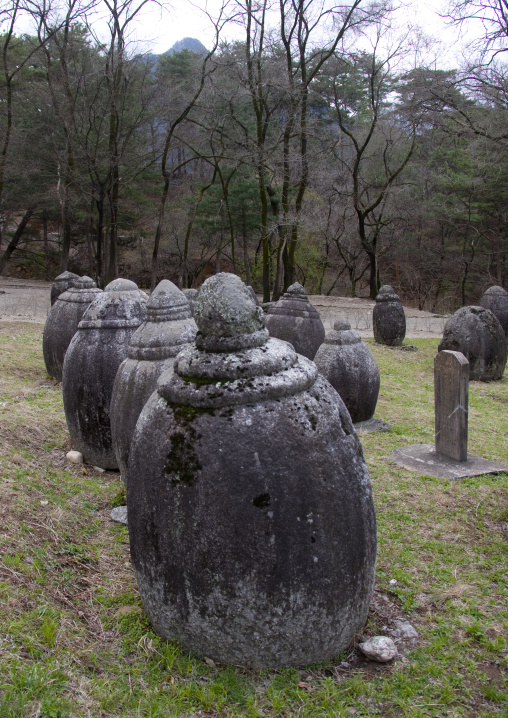 Funerary jars for the monks in Pohyon temple, Hyangsan county, Mount Myohyang, North Korea