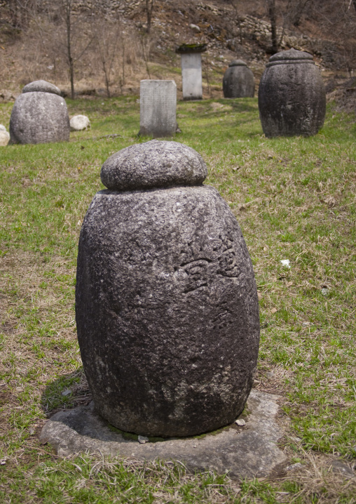 Funerary jars for the monks in Pohyon temple, Hyangsan county, Mount Myohyang, North Korea