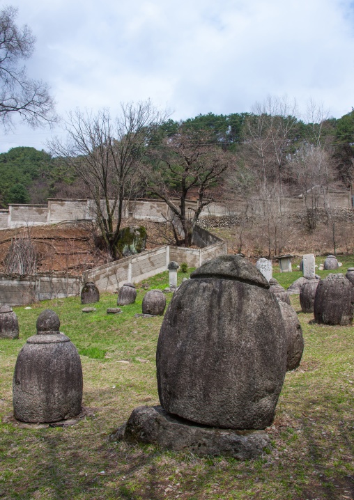 Funerary jars for the monks in Pohyon temple, Hyangsan county, Mount Myohyang, North Korea