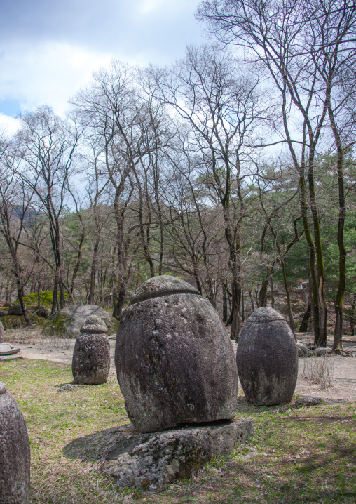 Funerary jars for the monks in Pohyon temple, Hyangsan county, Mount Myohyang, North Korea