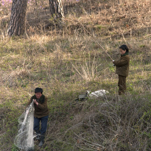 North Korean people fishing in a river, Kangwon Province, Wonsan, North Korea