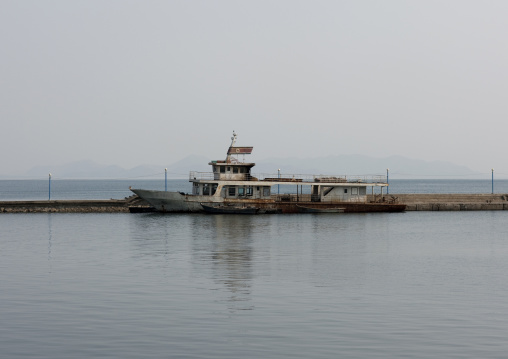 Old North Korean rusty boat in a harbor, Kangwon Province, Wonsan, North Korea