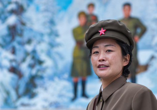 Portrait of a North Korean guide in military uniform in mount Paektu, Ryanggang Province, Samjiyon, North Korea