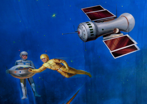 Painting about space exploration in children's palace, Ryanggang Province, Samjiyon, North Korea