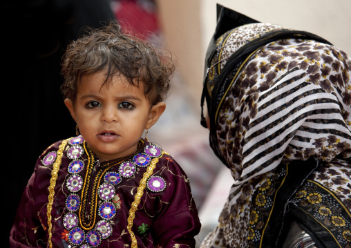 Bedouin Baby Girl Wearing Traditional Cloths, Sinaw, Oman