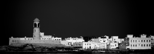 Panorama Of Sur Port In Black And White, Oman