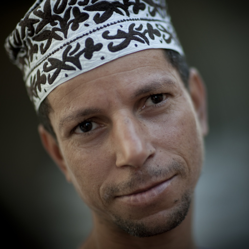 Omani Man Wearing Arabesque Cap, Nizwa, Oman