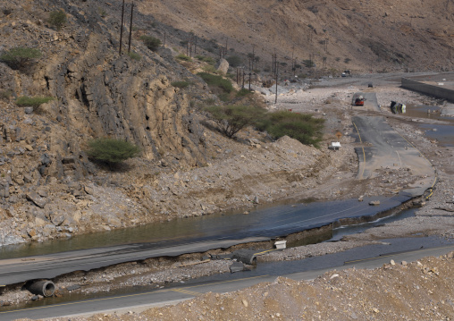 Broken Highway Caused By The Flood, Muscat, Oman