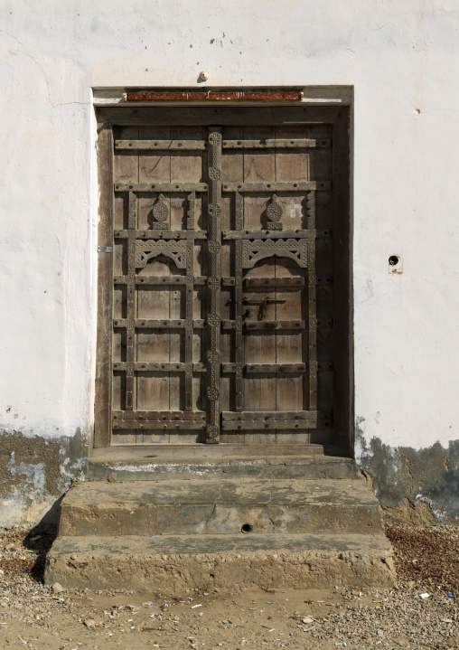 Wooden Carved Door Of Old Dhofari House, Taqa, Oman
