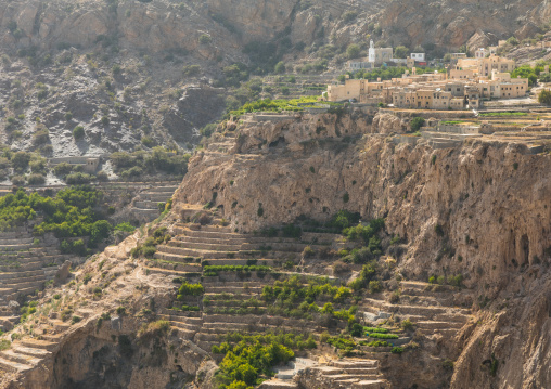 Old village with terraces to grow roses, Jebel Akhdar, Sayq, Oman