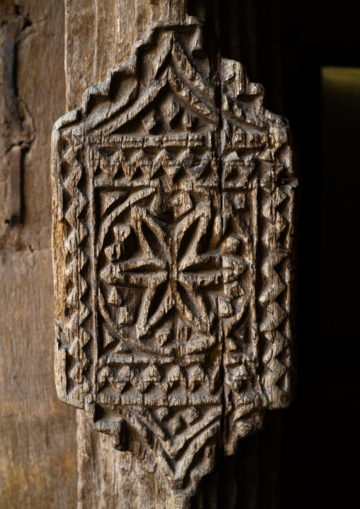 Detail of an omani wooden carved door, Ad Dakhiliyah Region, Nizwa, Oman