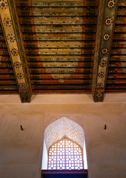 Painted ceiling in jabrin castle, Ad Dakhiliyah Region, Jabreen, Oman