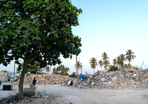 Old houses destroyed in the city center to build new area, Dhofar Governorate, Salalah, Oman