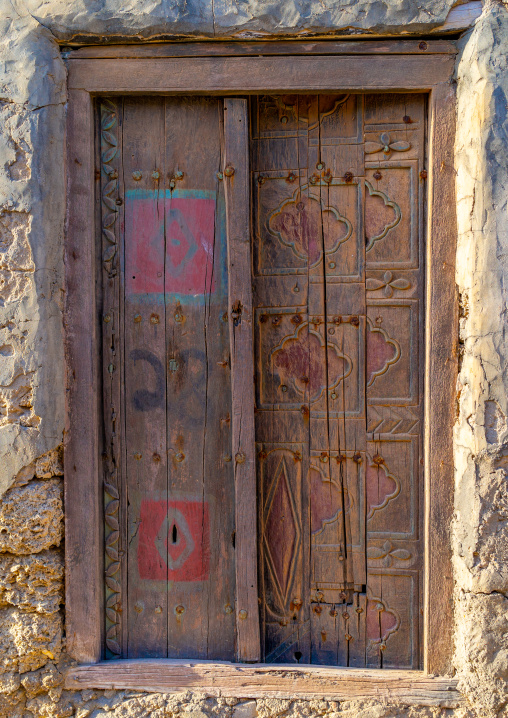 Omani wooden door, Dhofar Governorate, Mirbat, Oman