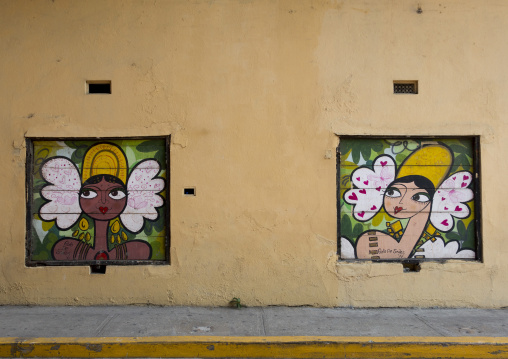 Panama, Province Of Panama, Panama City, Rolo De Sedos Painting On The Walls In Casco Viejo