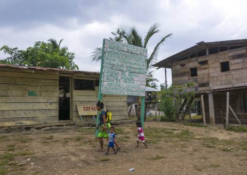 Panama, Darien Province, Bajo Chiquito, Embera Tribe Village Entrance