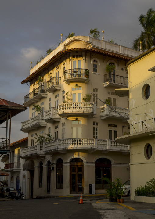 Panama, Province Of Panama, Panama City, Nice Facades And Balconies Of The Old District In Casco Viejo