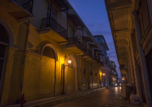 Panama, Province Of Panama, Panama City, Streets Of Casco Viejo At Sunset
