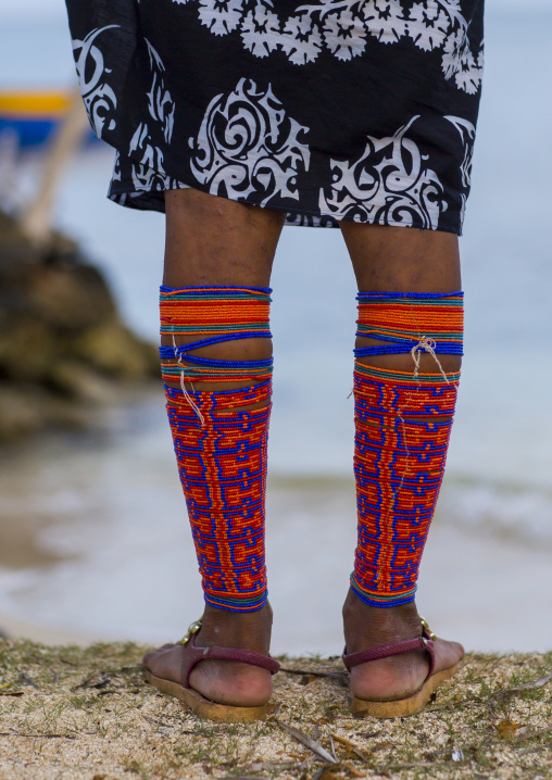 Panama, San Blas Islands, Mamitupu, Traditional Beaded Leg Ornaments Worn By Kuna Women