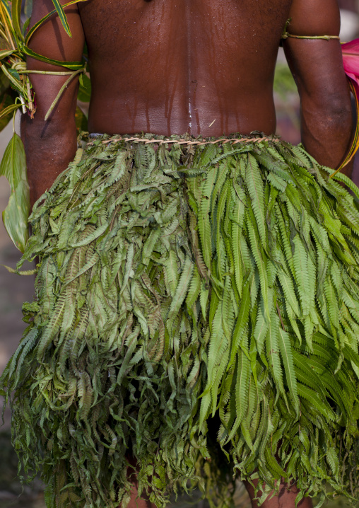 Man with a vegetal skirt, New Ireland Province, Langania, Papua New Guinea