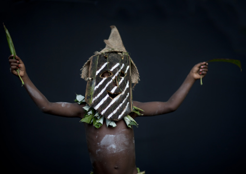 Portrait of a boy during Malagan tatuana masks dance, New Ireland Province, Langania, Papua New Guinea